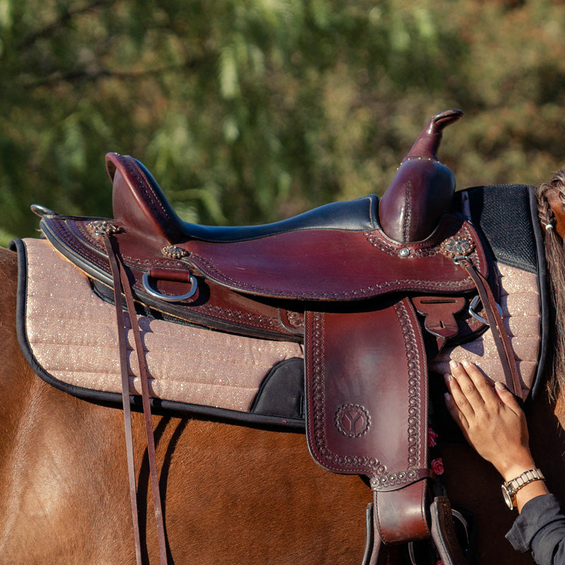 Selle polyvalente en cuir équipée équitation cheval SCHOOLING noir 175