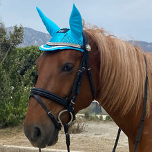 Charger l&#39;image dans la galerie, Bonnet anti-mouches Paillettes Turquoise Bleu Méditerranée
